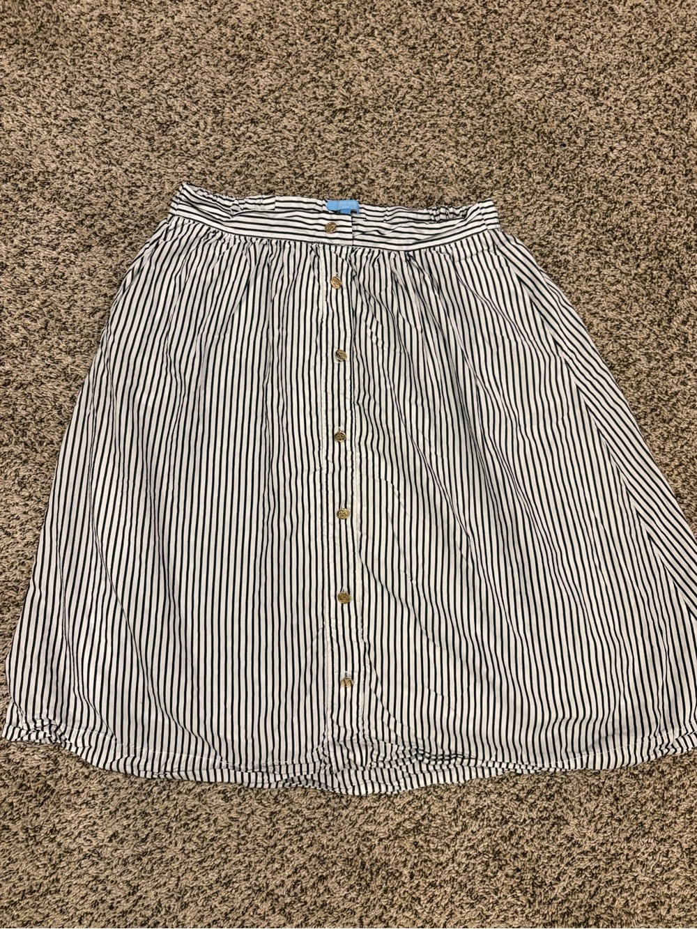 Draper James White and Black Striped Button-Front Skirt